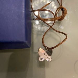 Swarovski Light Pink Small Butterfly Pendant on leather Cord